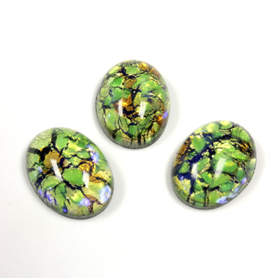 Glass Medium Dome Lampwork Cabochon - Oval 18x13MM COLOR OPAL LIGHT GREEN (0625)
