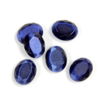 Fiber-Optic Flat Back Stone with Faceted Top and Table - Oval 10x8MM CAT'S EYE BLUE