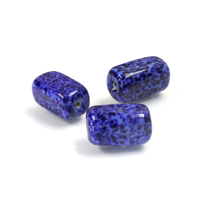 Czech Glass Lampwork Bead - Rectangle 13x7MM LAPIS LAZULI