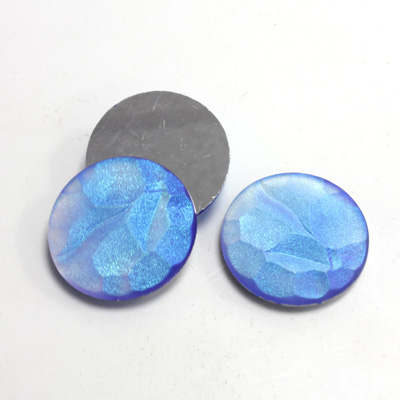 Glass Nugget Top Foiled Cabochon - Round 25MM MATTE SAPPHIRE AB