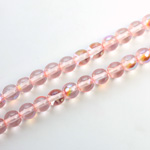 Czech Pressed Glass Bead - Smooth Round 06MM COATED LT ROSE RAINBOW