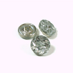 Glass Button - Engraved Top Foiled Round 13MM CRYSTAL