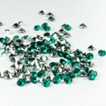Plastic Point Back Foiled Chaton - Round 2MM EMERALD