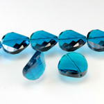 Chinese Cut Crystal Bead - Round Twist 18MM TEAL