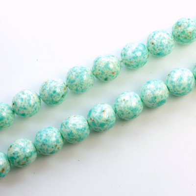 Czech Pressed Glass Bead - Smooth Matrix Round 08MM COATED TURQUOISE MATRIX