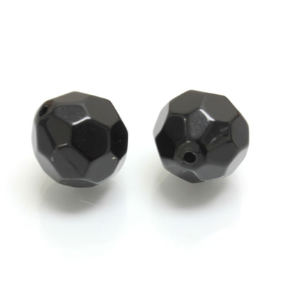 Plastic Bead - Opaque Faceted Round 16MM JET