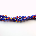 Glass Millefiori Bead - Round 04MM BLUE RED YELLOW (14)