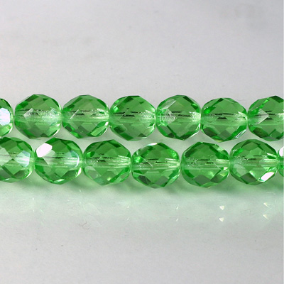 Czech Glass Fire Polish Bead - Round 08MM PERIDOT