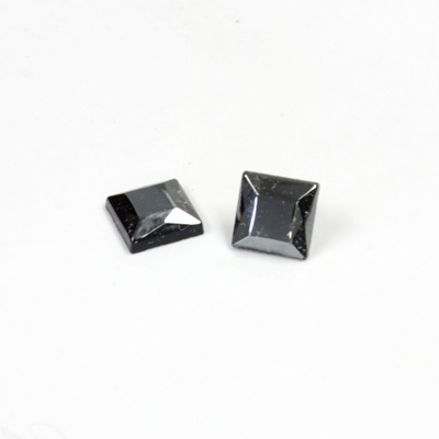 Glass Low Dome Buff Top Cabochon - Square 08x8MM HEMATITE