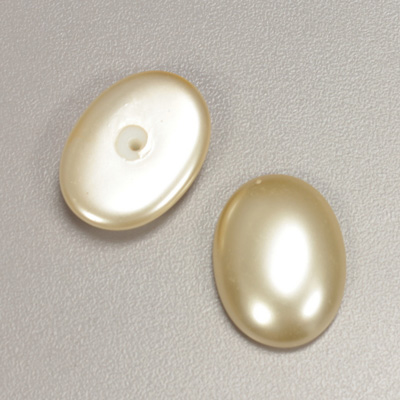 Glass Medium Dome Pearl Dipped Cabochon - Oval 25x18MM CREME