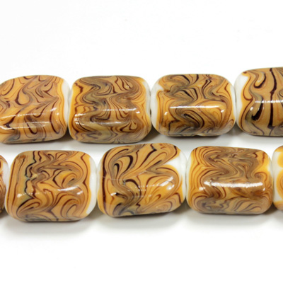 Glass Lampwork Bead - Square Flat 20x18MM BROWN MATRIX