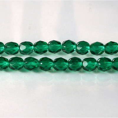 Czech Glass Fire Polish Bead - Round 06MM DARK EMERALD