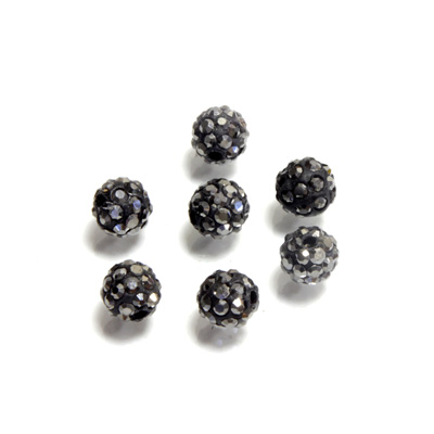 Rhinestone Bead Pave with 1.0MM Hole Metal Base Round 06MM HEMATITE