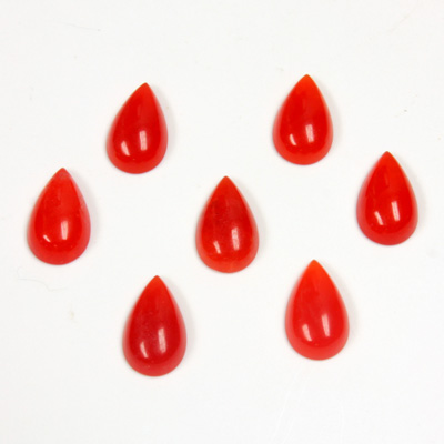 Gemstone Flat Back Cabochon - Pear 10x6MM QUARTZ DYED #44 RED