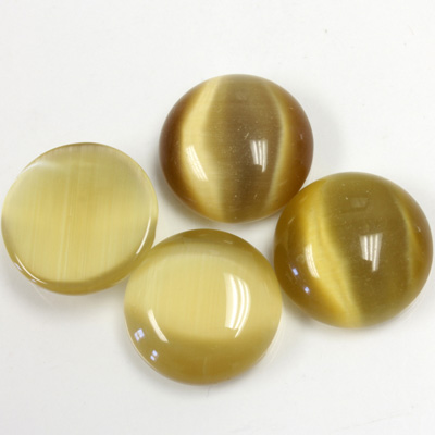 Fiber-Optic Cabochon - Round 15MM CAT'S EYE LT BROWN