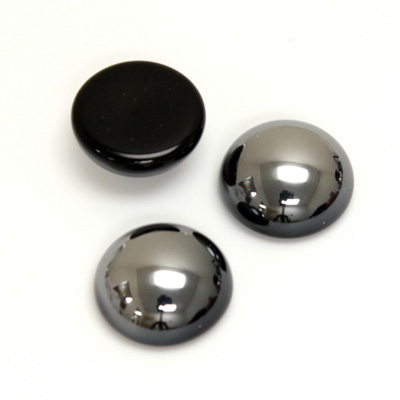 Glass Medium Dome Cabochon - Coated Round 15MM HEMATITE