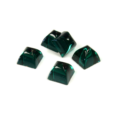 Glass High Dome Foiled Cabochon - Square 06x6MM EMERALD