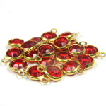 Plastic Channel Stone in Setting with 1 Loop 6MM RUBY-Brass