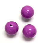Plastic Bead - Opaque Color Smooth Round 16MM BRIGHT PURPLE