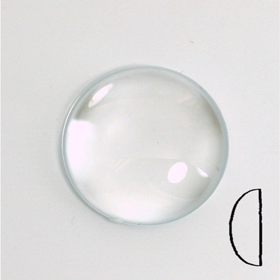 Plastic Flat Back Transparent Unfoiled Cabochon - Round 25MM CRYSTAL