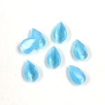 Fiber-Optic Flat Back Stone with Faceted Top and Table - Pear 10x6MM CAT'S EYE AQUA