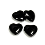 Czech Pressed Glass Bead - Smooth Heart 16x15MM JET