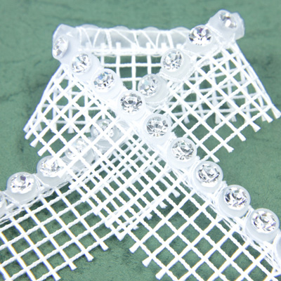 Plastic Rhinestone Banding 1 Row with Net One Edge PP29 CRYSTAL-ALABASTER