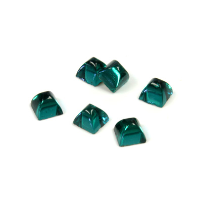 Glass High Dome Foiled Cabochon - Square 04x4MM EMERALD