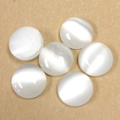 Fiber-Optic Cabochon - Round 12MM CAT'S EYE WHITE