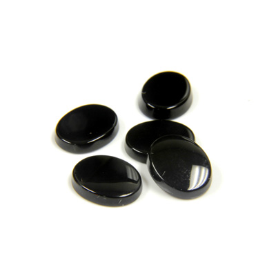 Gemstone Flat Back Single Bevel Buff Top Stone - Oval 10x8MM BLACK ONYX