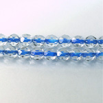 Czech Glass Fire Polish Bead - Round 06MM CRYSTAL BLUE LINE