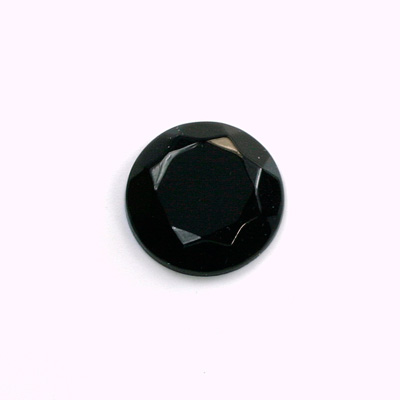 Glass Flat Back Rose Cut Stone - Round 15MM JET