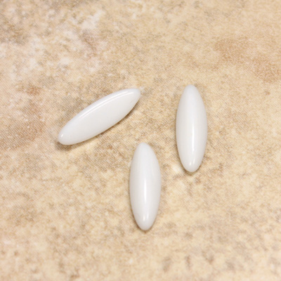 Glass Medium Dome Opaque Cabochon - Oval 16x5MM CHALKWHITE