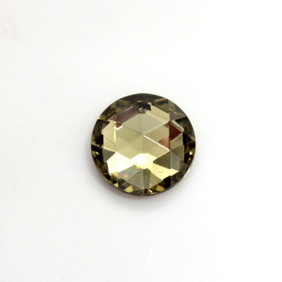 Glass Flat Back Foiled Rauten Rose - Round 15MM BLACK DIAMOND