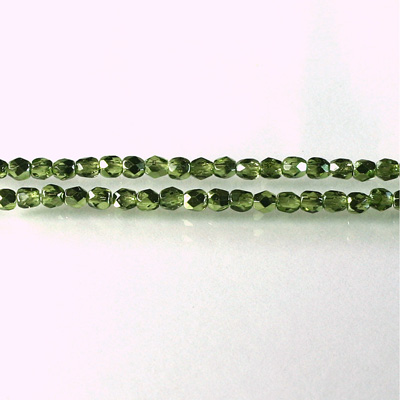 Czech Glass Fire Polish Bead - Round 03MM 1/2 Coated CRYSTAL/OLIVE