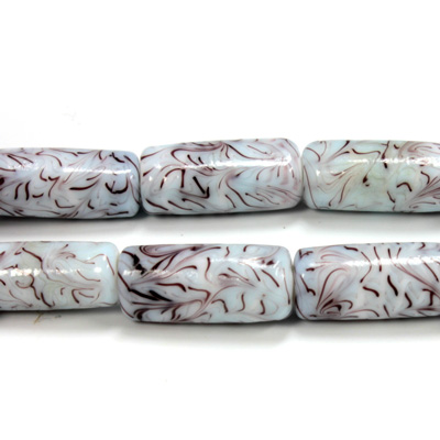 Glass Lampwork Bead - Tube Smooth 22x14MM GRANITE MATRIX