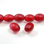 Glass Pressed Bead - Smooth Oval 11x7MM Matte RUBY