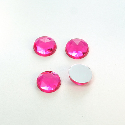 Plastic Flat Back Foiled Rauten Rose Rhinestone - Round 10MM DK ROSE