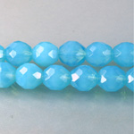 Czech Glass Fire Polish Bead - Round 10MM OPAL AQUA