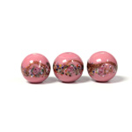 Czech Glass Lampwork Bead - Smooth Round 12MM Flower ON PINK (7303)