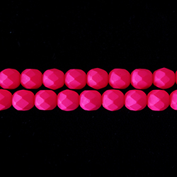 Czech Glass Fire Polish Bead - Round 06MM COATED NEON PINK