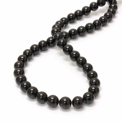 Gemstone Bead - Smooth Round 1.2MM Diameter Hole 08MM BLACK ONYX