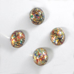 Glass Medium Dome Lampwork Cabochon - Oval 12x10MM RED MULTI OPAL (02421)