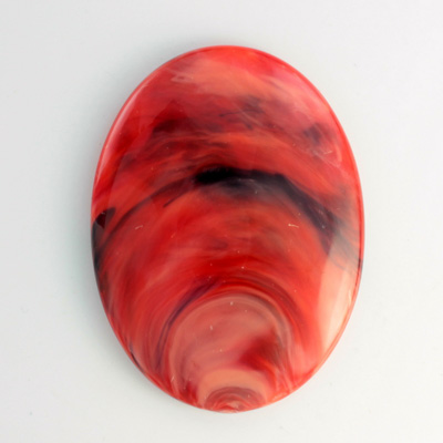 German Plastic Flat Back Buff Top Cabochon - Oval 40x30MM CORAL MATRIX