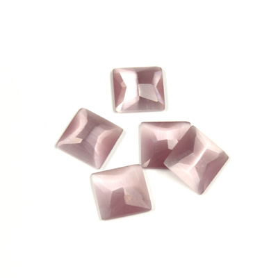 Fiber-Optic Flat Back Stone - Faceted checkerboard Top Square 8x8MM CAT'S EYE LT PURPLE