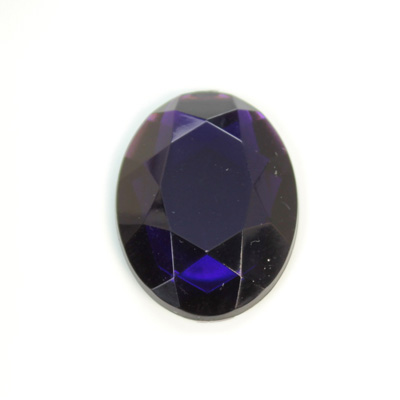 Plastic Flat Back Foiled Rose Cut Rhinestone - Oval 30x22MM AMETHYST