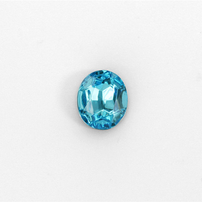 Glass Point Back Foiled Tin Table Cut (TTC) Stone - Oval 12x10MM AQUA