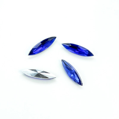 Plastic Point Back Foiled Stone - Navette 15x4MM SAPPHIRE