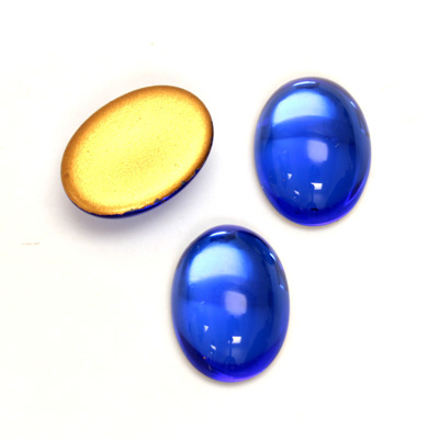 Glass Medium Dome Foiled Cabochon - Oval 18x13MM SAPPHIRE