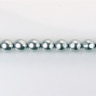 Czech Glass Pearl Bead - Round Faceted Golf 6MM LT GREY 70483